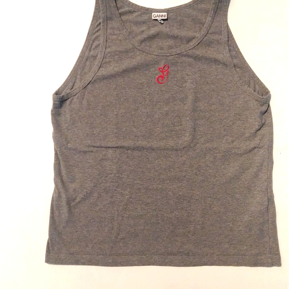 Organic Cotton grey tank top Ganni brand